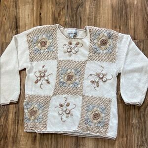 Vintage Carolina Colours Floral Patchwork Sweater Sz 22W